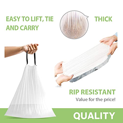 Image of 2.6 Gallon 220 Counts Strong Drawstring Trash Bags Garbage Bags by Teivio, Bathroom Bin Liners, 2,2.5,3 Gal Small Plastic Bags for home office kitchen, fit Code R 10 Liter Trash Can