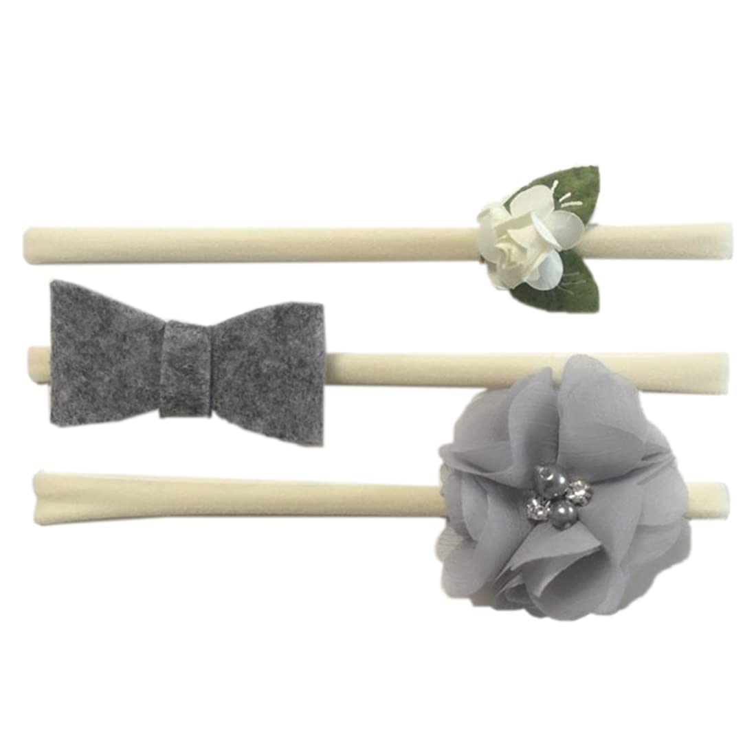 Babymoon (Set of 3) Baby Nylon Headbands Fusion, Hairbands for Newborns, Toddlers and Girls - Grey