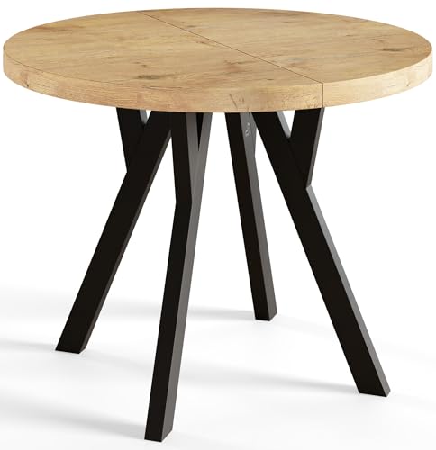 Alpimeble Redonda Ovo - Mesa Redonda Para Comedor Mesa Para Salón - Tablero Laminado De 36 Mm - Patas De Piernas Sólidas - Moderna Para Redonda De 80 Cm A 130 Cm Lancelot