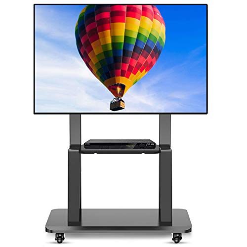 Soporte de TV rodante con estante y ruedas, acero negro miniatura 1