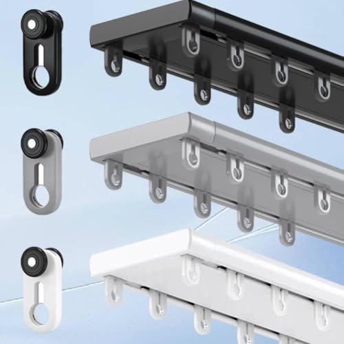 Heavy-Duty Curtain Tracks Pulley Rollers, 100 Pcs Silent Smooth Sliding, Easy Install Black/White/Gray, Mute Curtain Rail Accessories for Home Decor