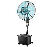 Ventilador de refrigeración para exteriores con pulverizador de agua, ventilador de pie grande portátil con alto flujo de aire para uso doméstico y comercial
