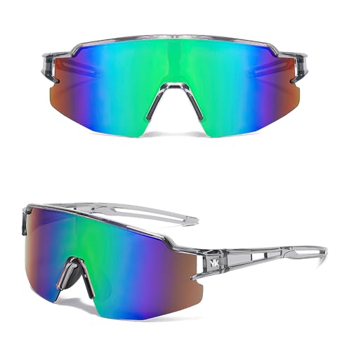 YASREKUYI Cycling Glasses Sports Sunglasses with Anti Blue Lenses Men Cycling Glasses MTB Biking Sunglasses Transparent Women Light-Colored Frames Sunglasses (Grey-C2) by YASREKUYI - Used condition - Image 2