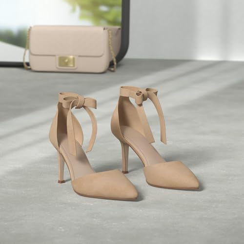Image of Womens High Heel Pointed Toe Pumps Ankle Tie Classic Office Special Dress Party Shoes