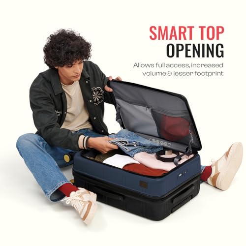 Image of Urban Jungle by Safari Hold-All Premium Top-Open Trolley Bag Set of 3, Cabin, Medium & Large Luggage, Hardside Polycarbonate Suitcase with 8 Silent Wheels and TSA Lock (Navy)