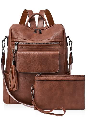 CASEEK Mochila feminina de couro: moda conversível feminina bolsa de ombro bolsa de viagem feminina