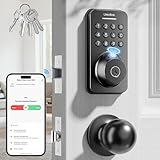 Ulecoce Keyless Entry Door Lock with Handle Set - Built-in WiFi, Fingerprint, App Control & Doorbell, Electronic Keypad Deadbolt with One-Time Code, Auto-Locking, Easy to Install