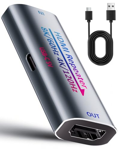 Techigher HDMI Booster,HD Amplifier Repeater 4K 120hz, HD Extender Amplifier Female to Female Cable Adapter,30M/100Ft HDMI 2.0 Signal Booster