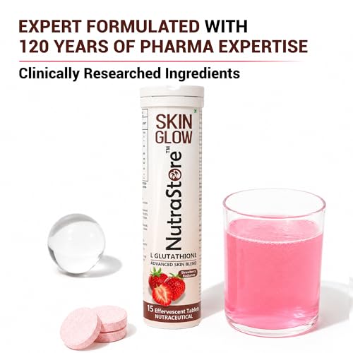 Image of NutraStore Skin Glow | L Glutathione Effervescent Tablets Combo Pack | Orange Aura & Strawberry Radiance Flavor | With Vitamin C, Hyaluronic Acid, Biotin, Astaxanthin & Zinc | Advanced Antioxidant Skin Blend | 2 x 15 Tablets