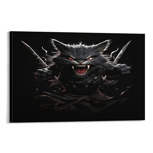 Toile murale loup féroce tableau décoration chambre garçon fille 30x45cm