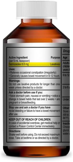 Miniatura 2 de MedPlus Laxante vegetal natural - Jarabe de sena 8.8mg0.2 fl oz - Alivio del estreñimiento - Sabor a chocolate - Comparado con el jarabe Senokot