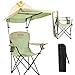 YOUNG WOOD Portable Camping Chair Beach Chair with Shade Canopy, Fold Lightweight Oversized for All, Easy to Open and Close Without Installation, Side Pocket Design for All Outdoor Activities,Green,2p