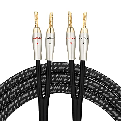 Audiophile 14 Awg 7N Occ Copper Hifi Speaker Cable Silver Plated Speaker Wire With Bfa Banana Plug For Hifi Audio System (10 Ft / 3M) #TOP10
