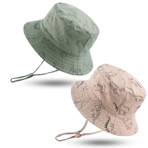 Image of JANGANNSA Dinosaur Baby Boys Sun Hat Cotton Toddler Girls Bucket Hats Summer Sun Protect Cap for Kids