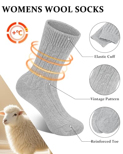 Image of Loritta Wool Socks for Women, Winter Warm Hiking Boot Socks Gifts