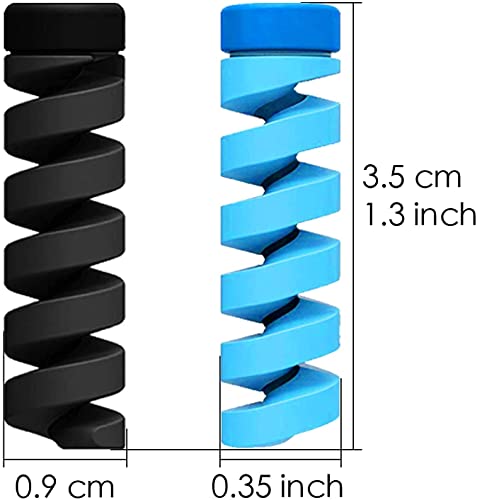 Image of Spiral Cable Protector for Charger & Earphone | Silicone Data Cable Saver Anti-Break Cord Cover | Flexible Heat Resistant Wire Strain Relief for USB Lightning Type C Cables (Pack of 4)