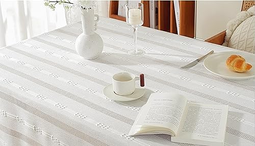 Nappe de table anti-tache blanche 140x240 lavable et imperméable