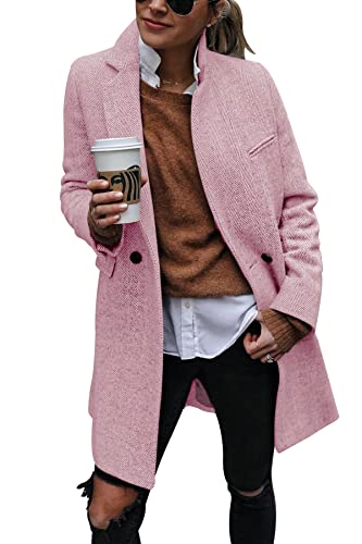 Ebifin Women's Notch Lapel Double Breasted Trench Coat Peacoat Winter Casual Long Blazer Jacket Overcoat