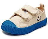 HAPPY NOCNOC Toddler Shoes for Boys & Girls, Canvas Velcro Sneakers with Candy-Colored Sole Size 6-1