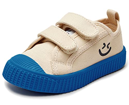 Happy Nocnoc Toddler Shoes For Boys & Girls, Canvas Velcro Sneakers With Candy-Colored Sole Size 6-14 Blue #TOP2