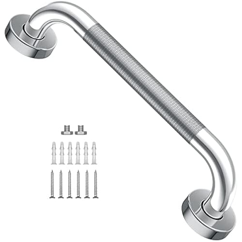 12 Inch Polished Chrome Anti Slip Shower Grab Bar with Knurled Grip