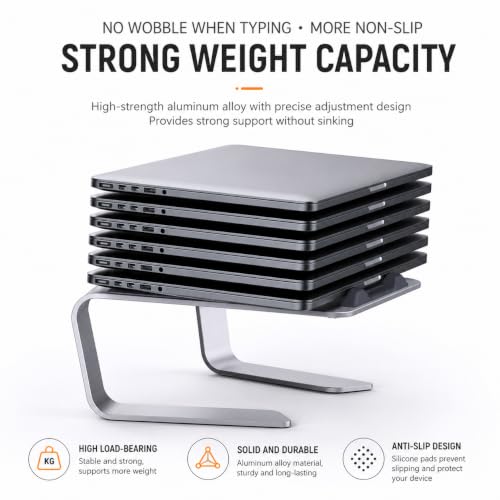 Image of Laptop Stand for Desk, Ergonomic Aluminum Laptop Riser with Keyboard & Mouse Storage, Adjustable Desktop Computer Stand for MacBook, Notebook, Laptop, Office & Home for 10 to 17.3 Inch