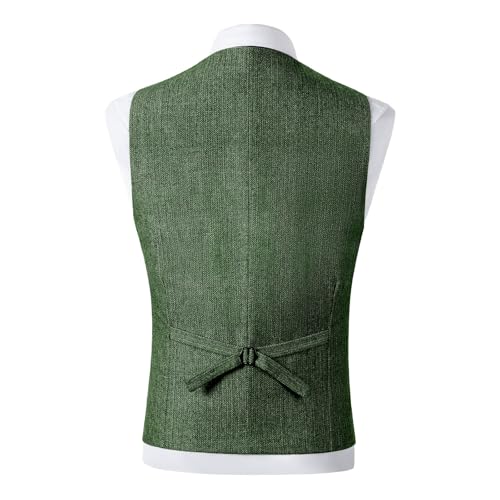 Men's Herringbone Tweed Suit Vest Vintage Button Down Blazer Formal Wool Blend V Neck Waistcoat for Groomsman3
