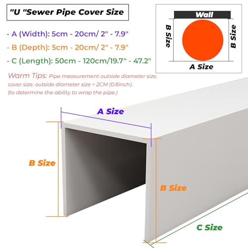 Cubiertas de tubería para tuberías de agua, recinto rectangular para extractor de pared y tubos de lavabo de baño, fácil de cortar e instalar
