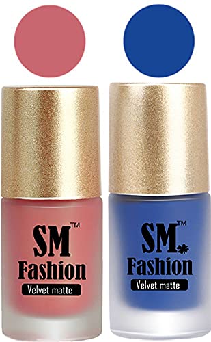 Image of Nail Polishes, Light Nude-Blue Velvet Matte Nail Paint Combo Set of 2 Pcs 7ml each