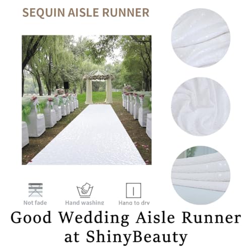 ShinyBeauty 4x20 FT Wedding Aisle Runner Rug - White Waterproof Non-Slip Ceremony Carpet for Outdoor, Beach, Party Events - Thumbnail 6