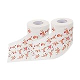 STOBAZA 2 Rollos Papel Higiénico Navideño Decorativo con Estampado Papá Noel y Reno Papel para Baño Festivo sin Blanqueador Regalo Original para Navidad