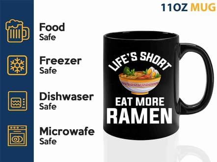 Ramen Coffee Mug 11oz Black -Lifes short - Food Lovers chicken pumpkin vegan pantry spicy noodles image 4