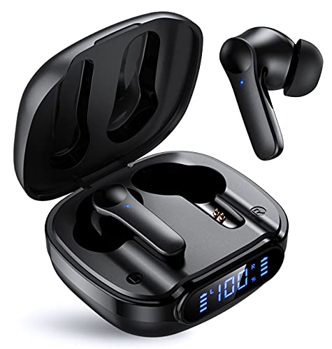 IMKAR Wireless Earbuds, 4-Mics Call Active Noise Cancellation Wireless Earbuds, IPX5 Waterproof Bluetooth 5.0 Stereo Wireless Earbuds with Power Display Intended for iPhone and Android (Black)