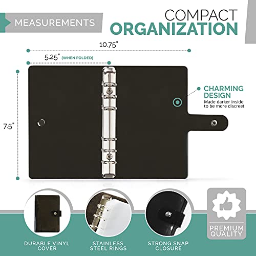 Image of Black Money Organizer for Budgeting, Cash Binder with Envelopes, Budget Binder & Envelopes for Men, Practical Solution for Managing Finances, Cash Envelope System for Personal Budgeting