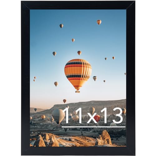 Image of JCJMY 11x13 Picture Frame Black for Wall Hanging, Wall Mounting Horizontally or Vertically, 11 x 13 Wall Gallery Poster Photo Frame with Shatter Resistant Plexiglass, Black