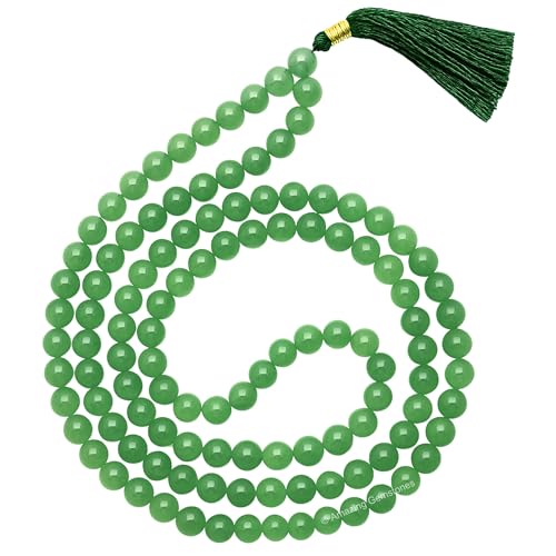 image for Amazing Gemstone Green Aventurine Buddhist Prayer Beads Japa Mala with