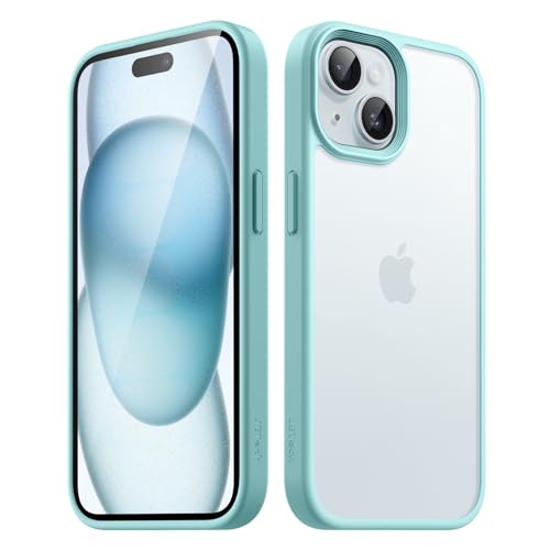 Image of JETech Matte Cover Case for iPhone 15 6.1-Inch, Shockproof Military Grade Drop Protection, Frosted Translucent Back Phone Cover, Anti-Fingerprint (Bright Blue)