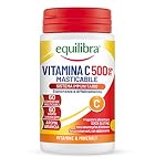 equilibra Integratori Alimentari, Vitamina C 500 mg, Integratore per la Normale Funzione del Sistema Immunitario, Riduce Stanchezza e Affaticamento, Aroma Arancia, 60 Compresse Masticabili