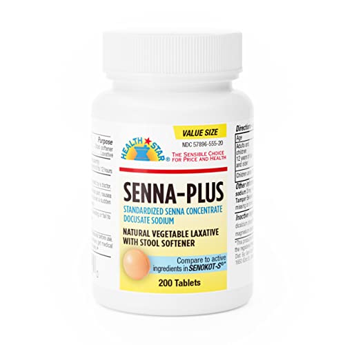 GeriCare Senna Plus Natural Laxative with Stool Softener, Docusate Sodium 50mg, Sennosides 8.6mg, 200 Tablets (Pack of 1)