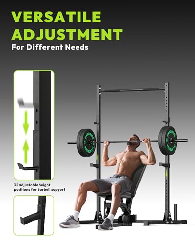 Image of HANDBODE Power Cage with Pull Up Bar, Multi-Functional Squat Rack for Home Gym, Heavy Capacity Adjustable Power Rack Fit 6 FT, 7 FT Barbell, Weightlifting, Strength Training, Bench Press, Fitness