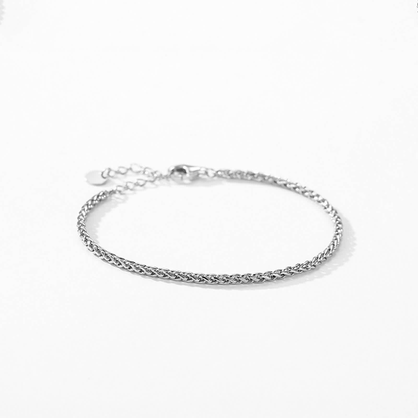 KnSam Pulsera de oro auténtico para mujer, oro 18 K, Au750, pulsera de trigo, pulsera PT950 de platino