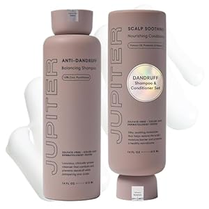 Jupiter Anti Dandruff Shampoo Conditioner for Men Women for Flaky Itchy Oily Dry Scalp Nourishes Scalp and Reduces Breakage Flakes Color Safe Sulfate Free Paraben Free