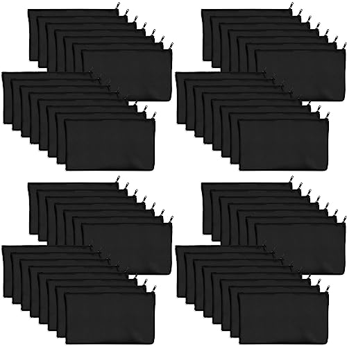 Giwnhvx 60枚 ブラック ブランクキャンバスバッグ 8.3X4.7インチ 文房具収納ジッパーバッグ DIYグラフィティペンシルケース DIYギフトバッグ