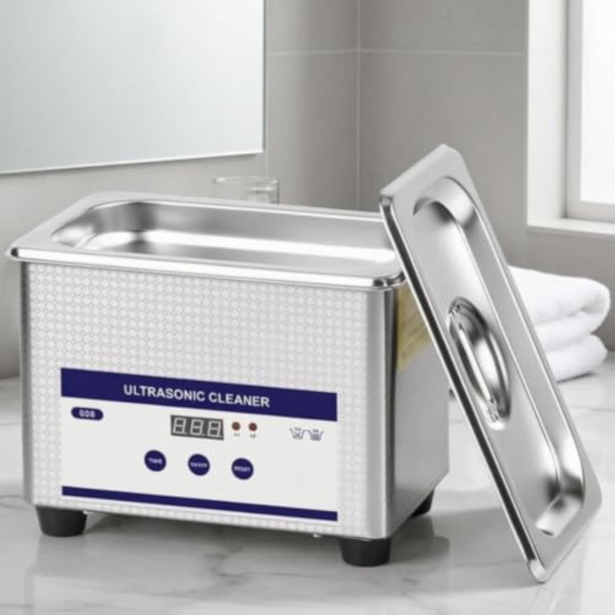 Compact Ultrasonic Jewelry Cleaner with Basket