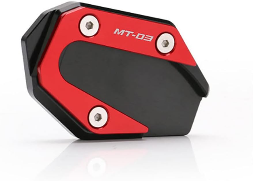 Motorcycle Foot Stand Side Enlarger Kickstand Stand Extension Plate Pad Compatible with Yamaha MT03 MT-03 2014-2019 (Red)