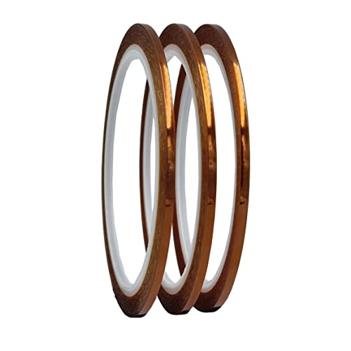 Cinta adhesiva de poliamida resistente a altas temperaturas, kit de 3 rollos, tastro térmico con adhesivo de silicona, impresoras 3D, enmascaramiento, soldadura de circuitos (3 mm x 33 m)