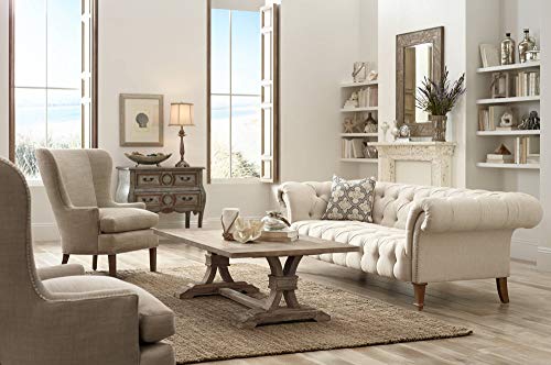 Regency Hill Shabby Chic French Country Cottage Table Lamp 28" Tall Antique White Washed Petite Artichoke Font Beige Fabric Bell Shade For Living Room Bedroom House Bedside Nightstand Home #TOP5