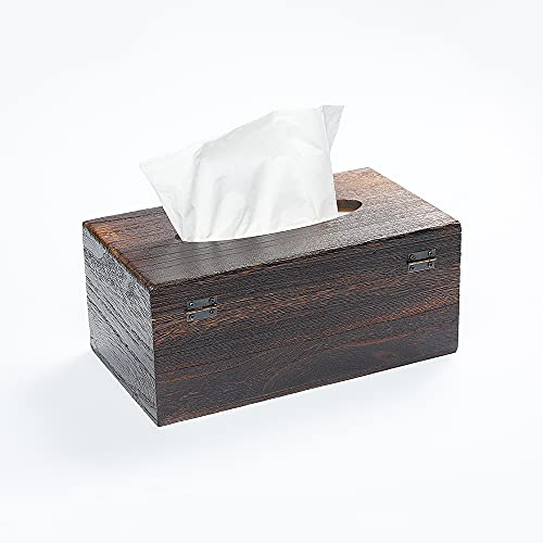SINOBEST Rectangular Tissue Box Cover Decorative Wood Facial Tissue Holder with Hinged Lid Napkin Dispenser in Antique Style by SINOBEST - Image 4
