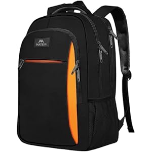 MATEIN Business Laptop Rucksack 15,6 Zoll Reise Laptoptasche Laptop Backpack Wasserabweisend Schulrucksack Daypack Arbeit College Computer Herren Damen, Schwarzorange