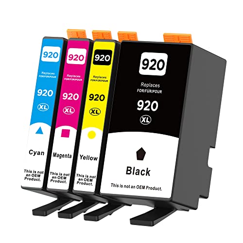 Tinta Y Tóner, Office Product 920XL Cartuchos de tinta de repuesto para impresora HP 920 XL 920-XL Funciona con Officejet 6500A 6000 6500 7000 7500 7500A (negro, cian, magenta y amarillo,...